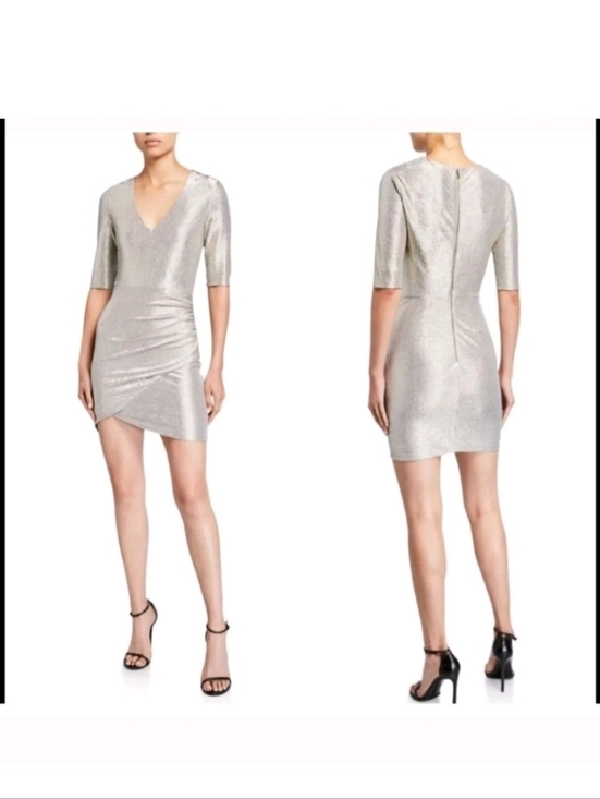 Alice + Olivia Judy dress with metallic V-Neck Mini Dress 0 New without tags. - Picture 3 of 16